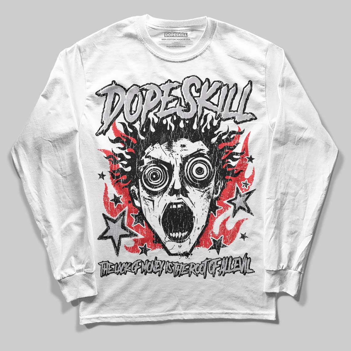 Grey Sneakers DopeSkill Long Sleeve T-Shirt Root of Evil Graphic Streetwear - White