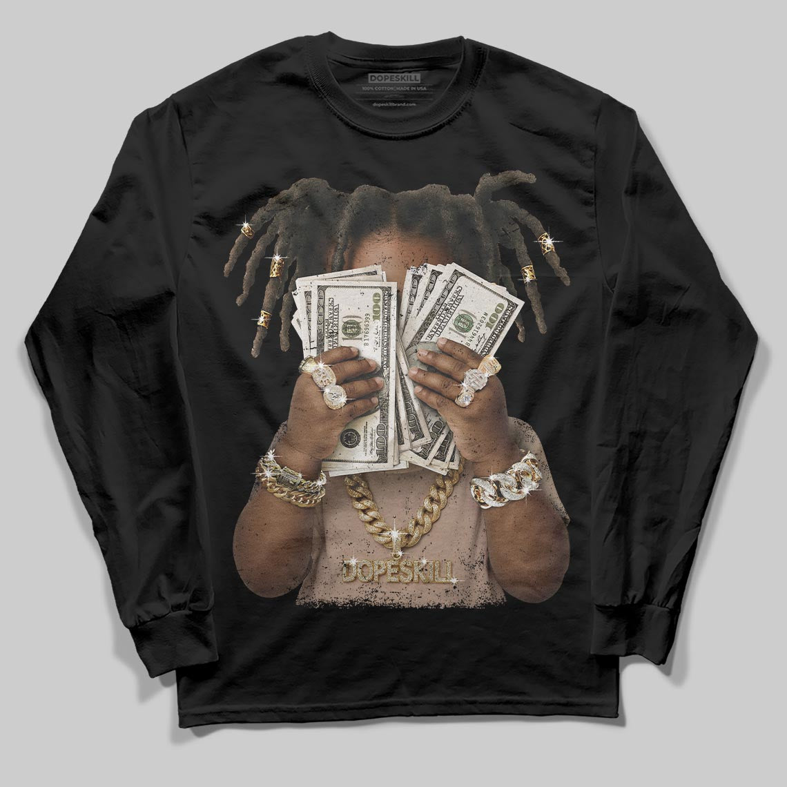 Jordan 4 Retro Cozy Girl DopeSkill Long Sleeve T-Shirt Rich Youth Graphic Streetwear - black