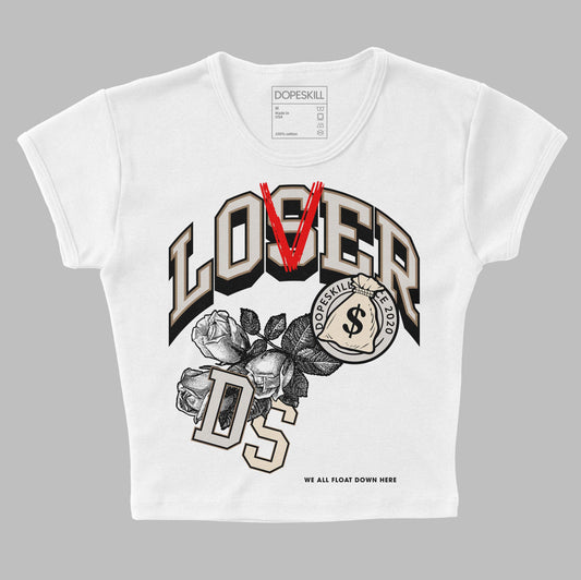 Jordan 5 SE “Sail” DopeSkill Women's Crop Top Loser Lover Graphic Streetwear - White