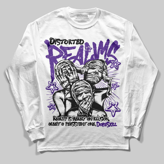 PURPLE Sneakers DopeSkill Long Sleeve T-Shirt Distorted Realms Graphic Streetwear - White