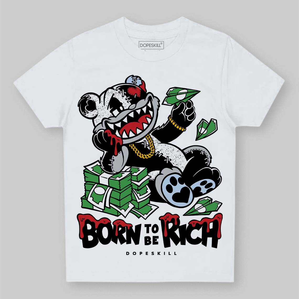 Jordan 5 Retro OG Black Metallic Reimagined DopeSkill Toddler Kids T-shirt Born To Be Rich Graphic Streetwear - White