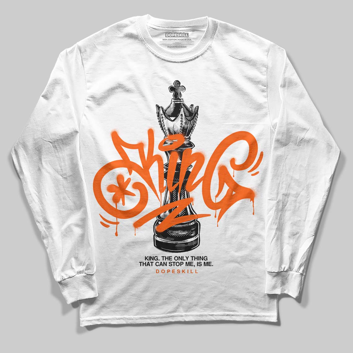 Jordan 12 Retro Brilliant Orange DopeSkill Long Sleeve T-Shirt King Chess Graphic Streetwear - White