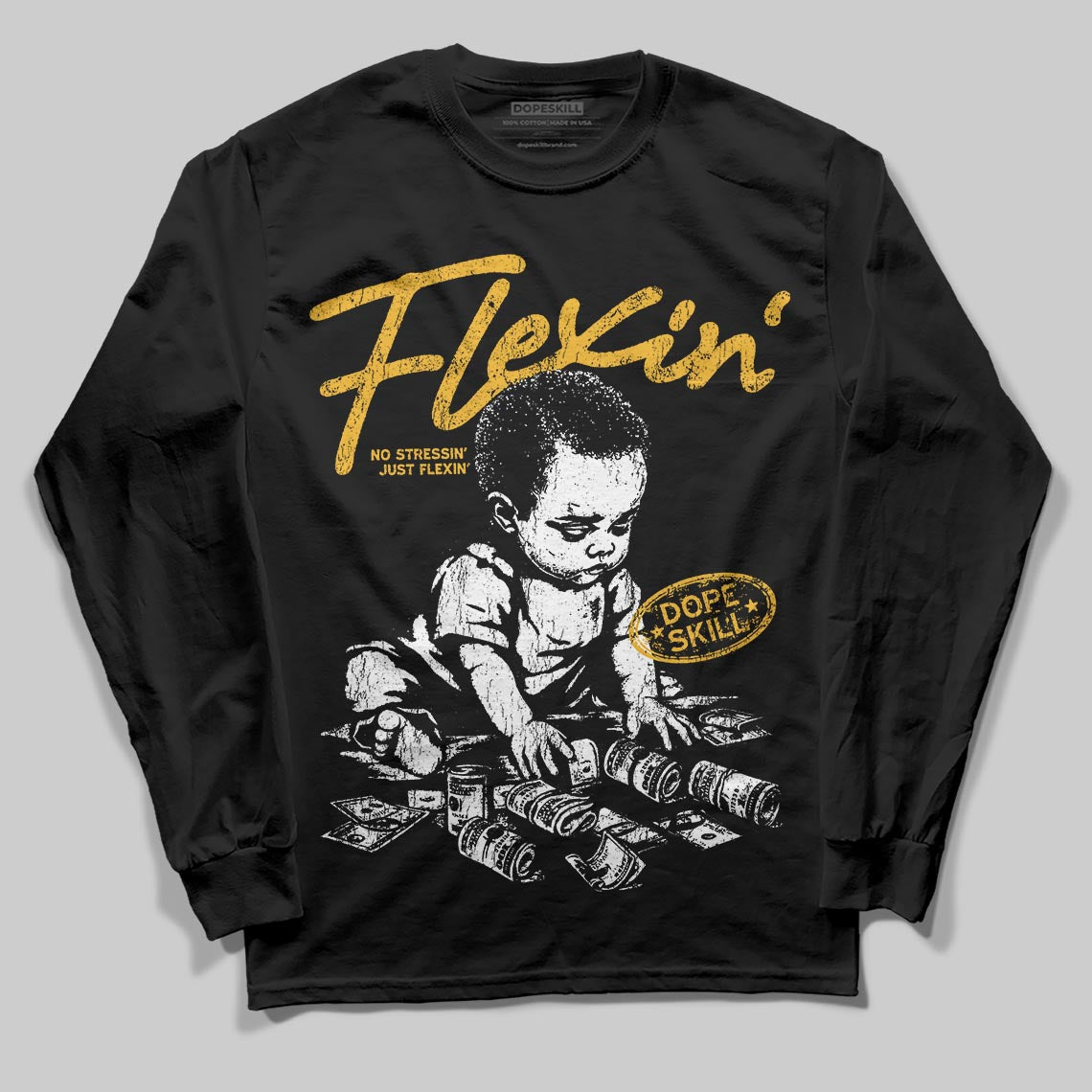 Jordan 5 'Tokyo' DopeSkill Long Sleeve T-Shirt Flexin' Graphic Streetwear - Black