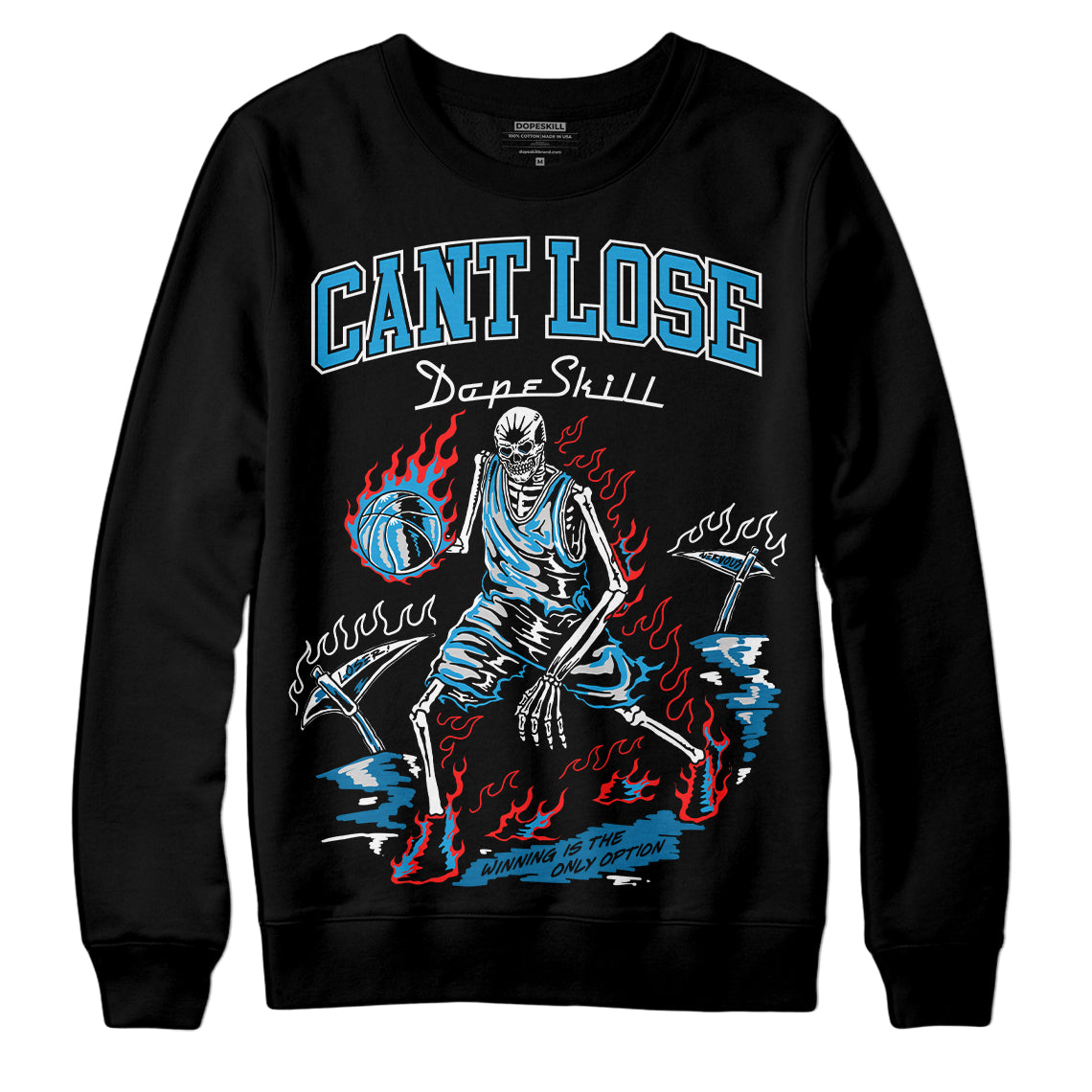 Jordan 4 Retro Military Blue DopeSkill Sweatshirt Cant Lose Graphic Streetwear - Black