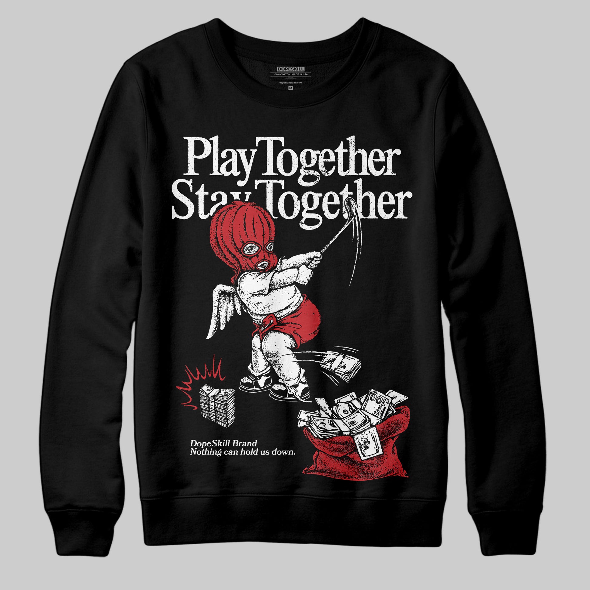 Jordan 11 Retro Low Bred (2025) DopeSkill Sweatshirt Play together, Stay together Graphic Streetwear - Black