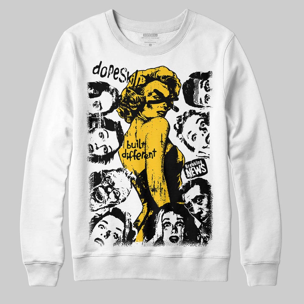 Yellow Sneakers DopeSkill Sweatshirt Built Different Graphic Streetwear - White