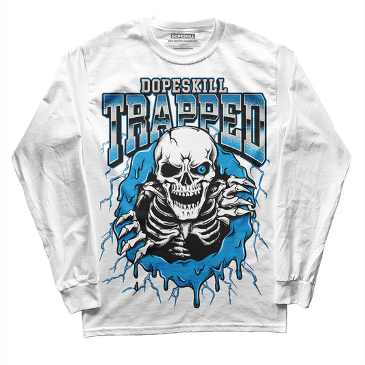Jordan 4 Retro Military Blue DopeSkill Long Sleeve T-Shirt Trapped Halloween Graphic Streetwear - White