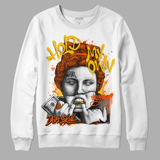 MSCHF Super Normal 2 Orange Milk DopeSkill Sweatshirt Hold My Own Graphic Streetwear - White