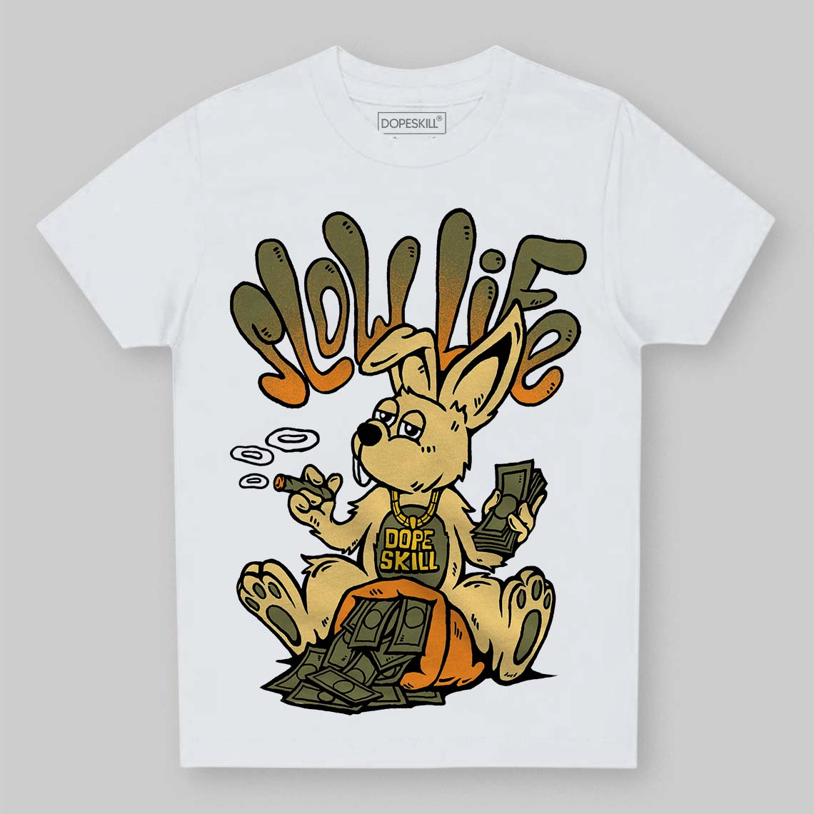 Olive Sneakers DopeSkill Toddler Kids T-shirt Slow Life Graphic Streetwear - White