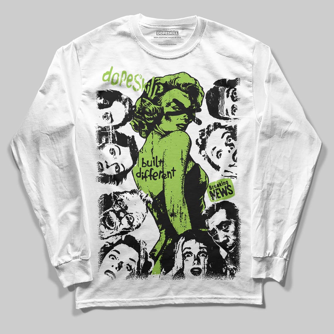 Neon Green Sneakers DopeSkill Long Sleeve T-Shirt Built Different Graphic Streetwear - White