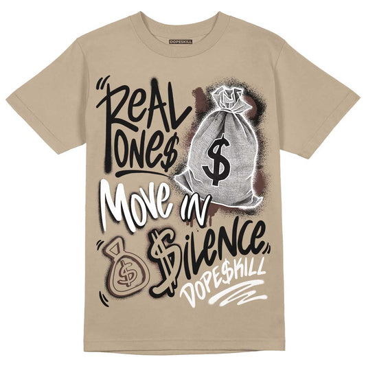 Jordan 1 High OG “Latte” DopeSkill Medium Brown T-shirt Real Ones Move In Silence Graphic Streetwear