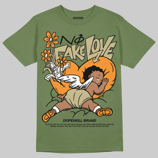 Olive Sneakers DopeSkill Olive T-Shirt No Fake Love Graphic Streetwear