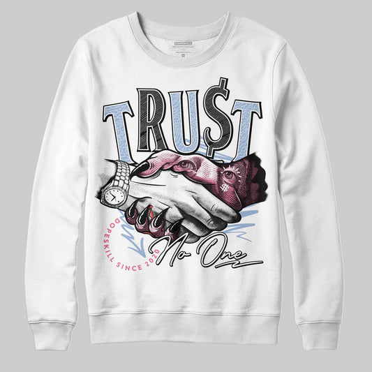 Jordan 3 GS “Denim/Pink Glow” DopeSkill Sweatshirt Trust No One Graphic Streetwear - White
