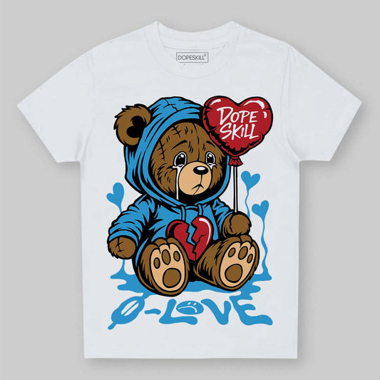 Jordan 1 High OG “UNC” Reimagined DopeSkill Toddler Kids T-shirt Broken Bear Graphic Streetwear - White