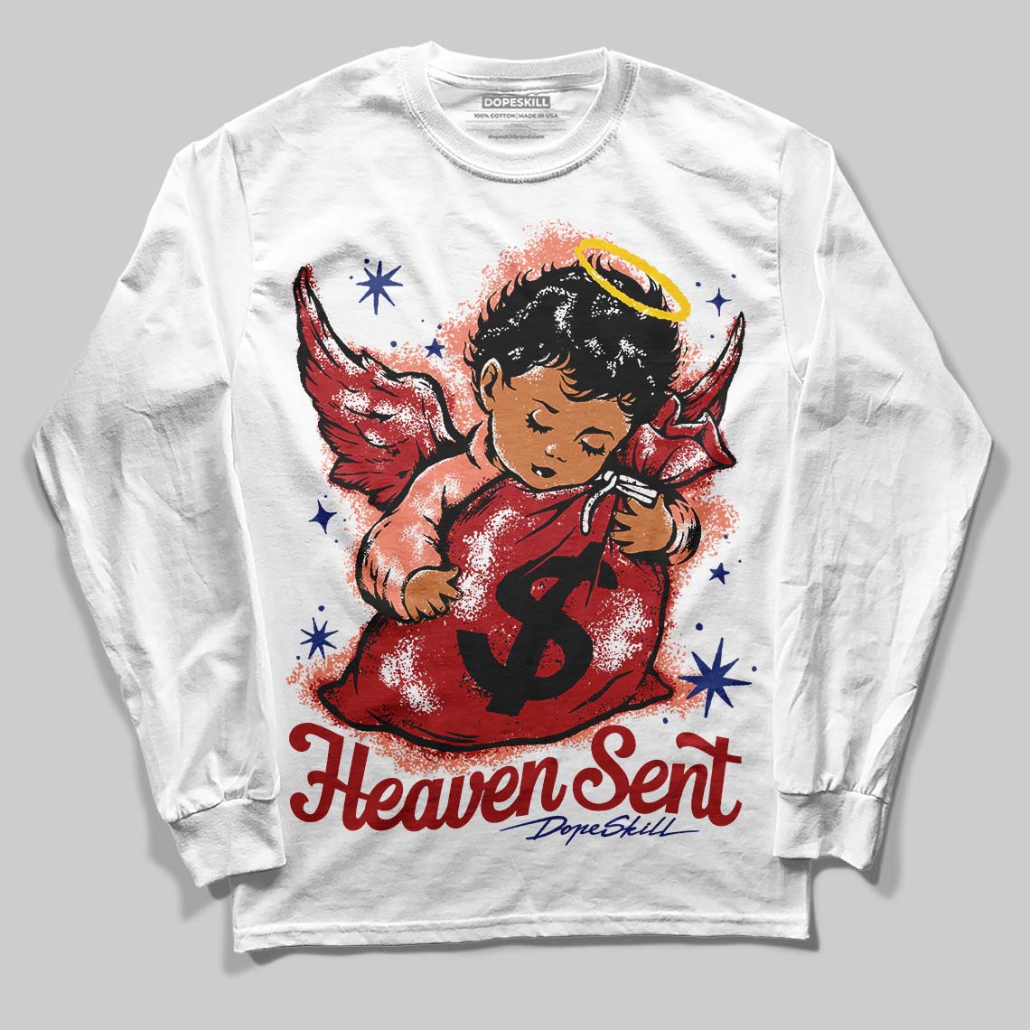 Jordan 1 High OG Rare Air “Cinnabar” DopeSkill Long Sleeve T-Shirt Heaven Sent Graphic Streetwear - White