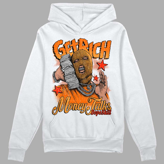 Orange, Black & White Sneakers DopeSkill Hoodie Sweatshirt Get Rich Graphic Streetwear - White