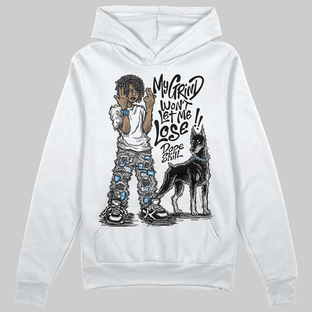 Black and White Sneakers DopeSkill Hoodie Sweatshirt My Grind Won't Let Me Lose Graphic Streetwear - White