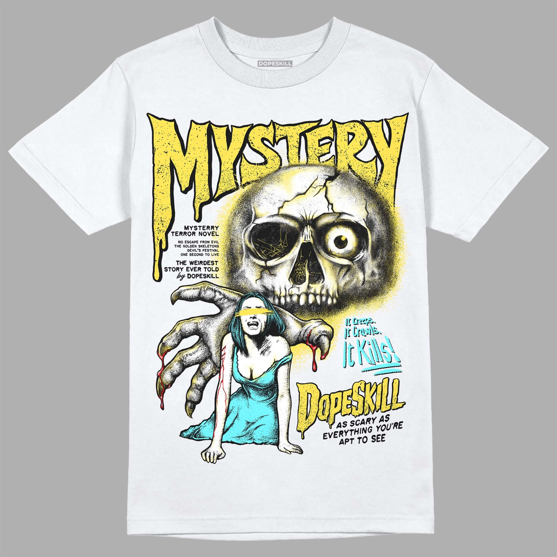 Jordan 5 Aqua DopeSkill T-Shirt Mystery Ghostly Grasp Graphic Streetwear - White