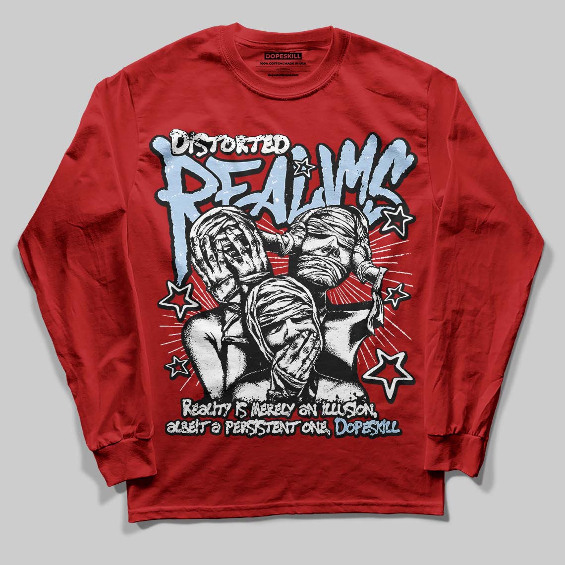 Jordan 11 Retro Cherry DopeSkill Long Sleeve T-Shirt Distorted Realms Graphic Streetwear - Red