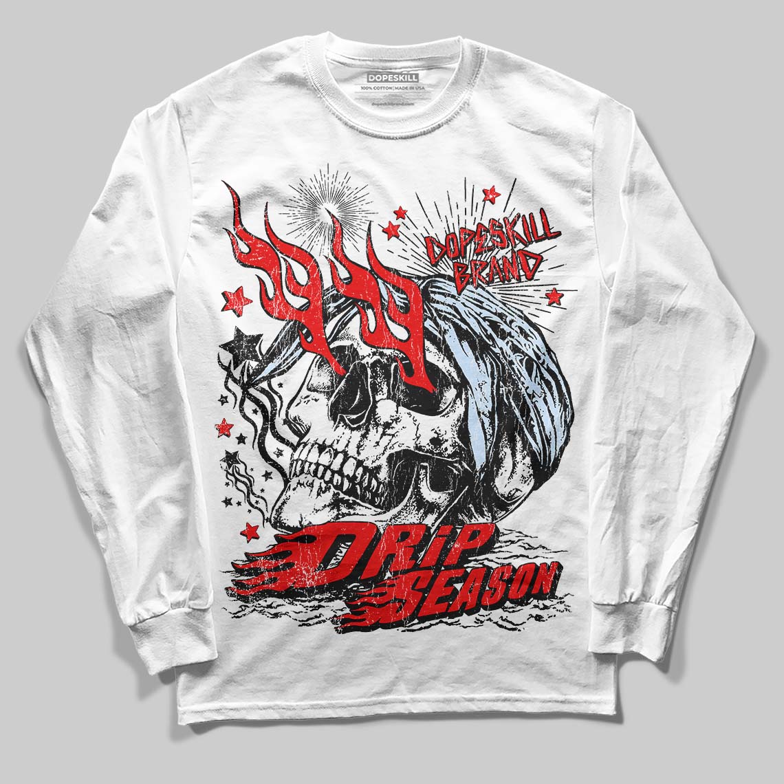 Jordan 11 Retro Cherry DopeSkill Long Sleeve T-Shirt Drip Season Graphic Streetwear - White