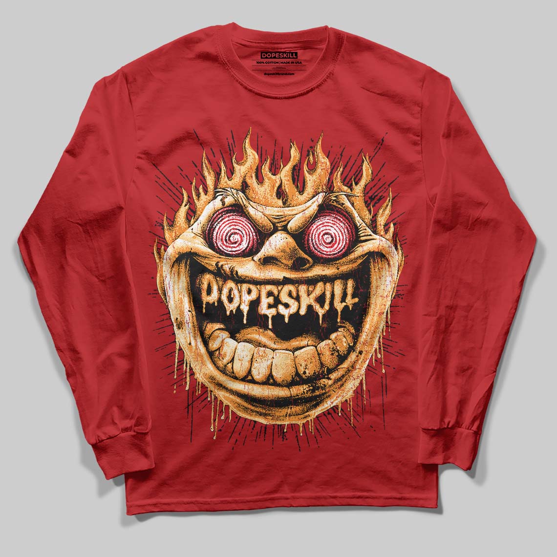 Red Sneakers DopeSkill Long Sleeve T-Shirt Hellfire Graphic Streetwear - Red