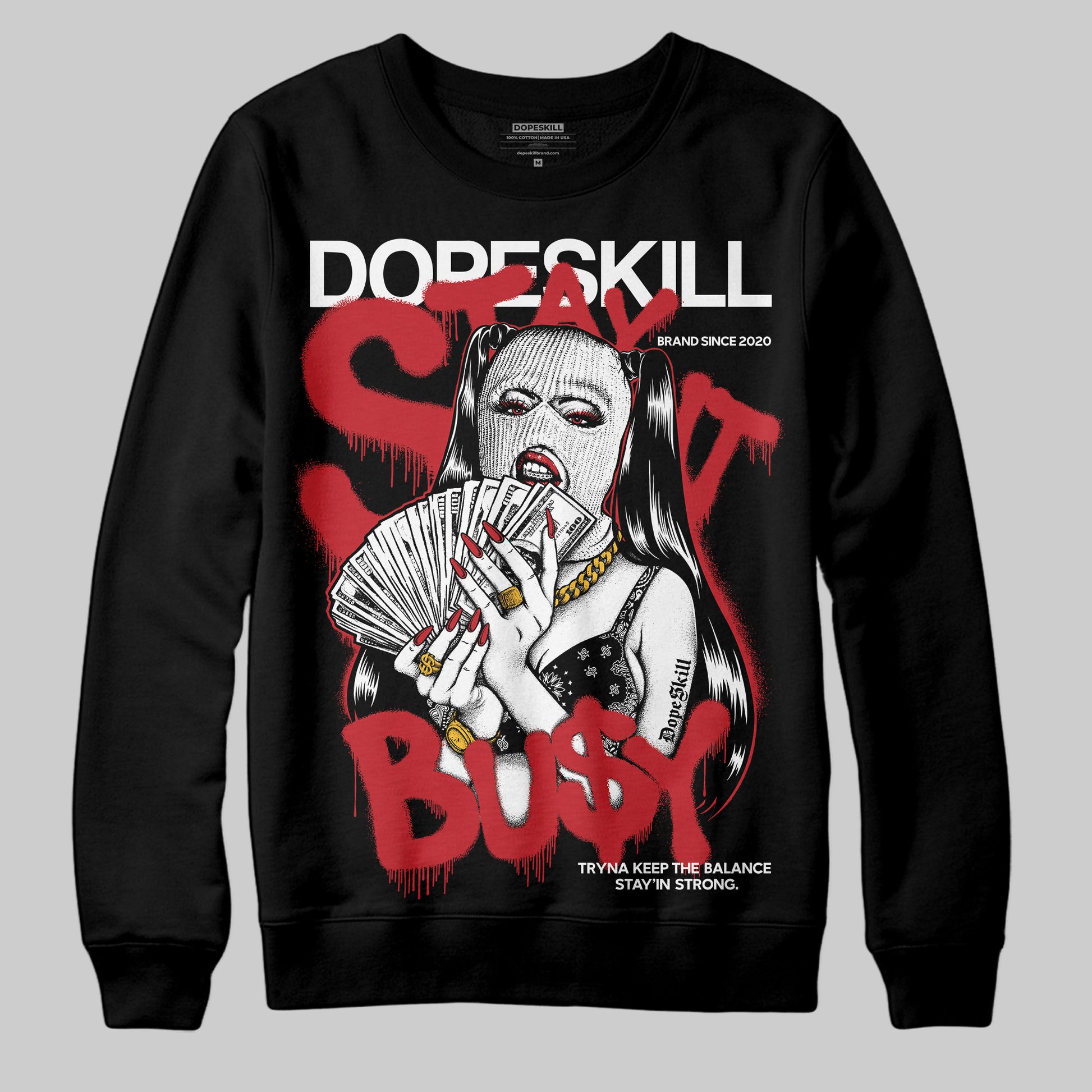 Jordan 11 Retro Low Bred (2025) DopeSkill Sweatshirt Stay It Busy Graphic Streetwear - Black