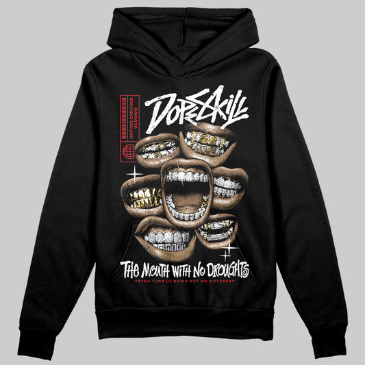 Jordan 11 “Bred Velvet” DopeSkill Hoodie Sweatshirt The Mouth With No Droughts Graphic Streetwear - Black