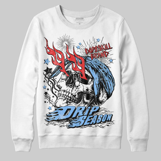 Jordan 6 University Blue DopeSkill Sweatshirt Drip Season Graphic Streetwear - White