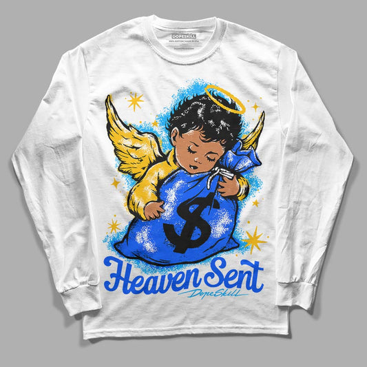 Royal Blue Sneakers DopeSkill Long Sleeve T-Shirt Heaven Sent Graphic Streetwear - White