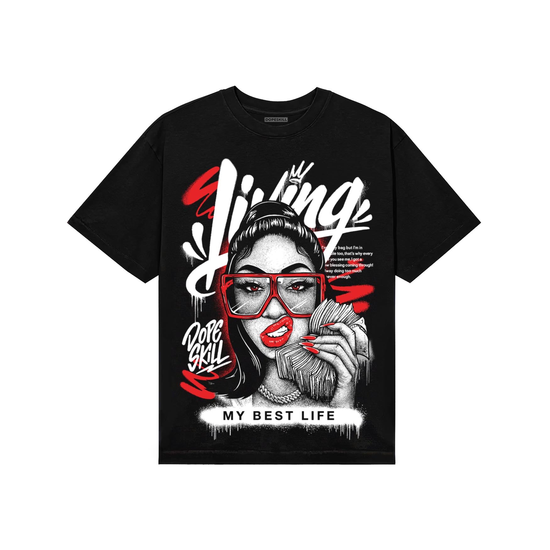 Black and White Sneakers DopeSkill T-Shirt Living My Best Life Graphic Streetwear - Black