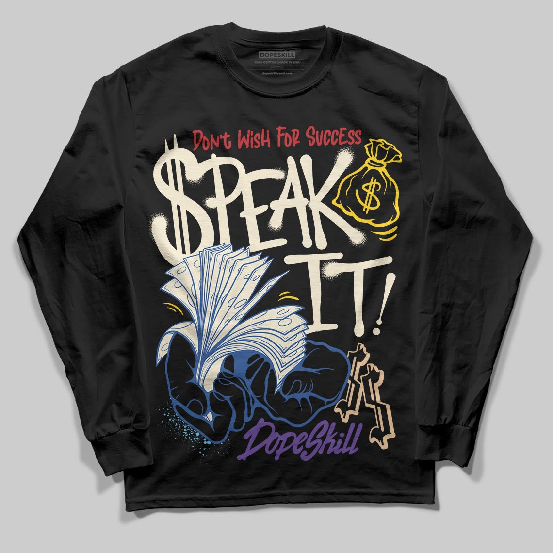 Jordan 17 Retro Low SP Infinite Archives DopeSkill Long Sleeve T-Shirt Speak It Graphic Streetwear - black