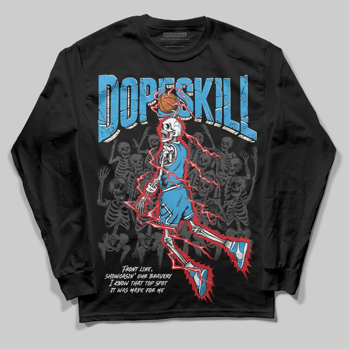 Jordan 1 High OG “UNC” Reimagined DopeSkill Long Sleeve T-Shirt Thunder Dunk Graphic Streetwear - Black