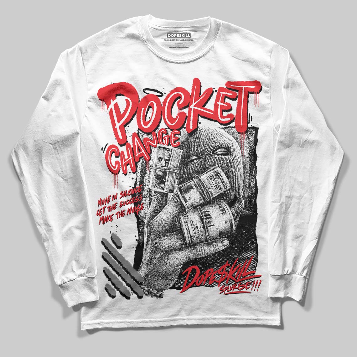 Grey Sneakers DopeSkill Long Sleeve T-Shirt Pocket Change Graphic Streetwear - White