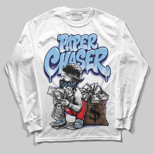 University Blue Sneakers DopeSkill Long Sleeve T-Shirt Paper Chaser Boy Graphic Streetwear - White