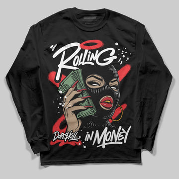 Dunk Low Panda White Black DopeSkill Long Sleeve T-Shirt Rolling in Money Graphic Streetwear - Black