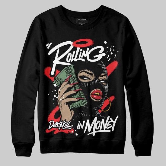 Dunk Low Panda White Black DopeSkill Sweatshirt Rolling in Money Graphic Streetwear - Black