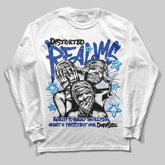 Royal Blue Sneakers DopeSkill Long Sleeve T-Shirt Distorted Realms Graphic Streetwear - White