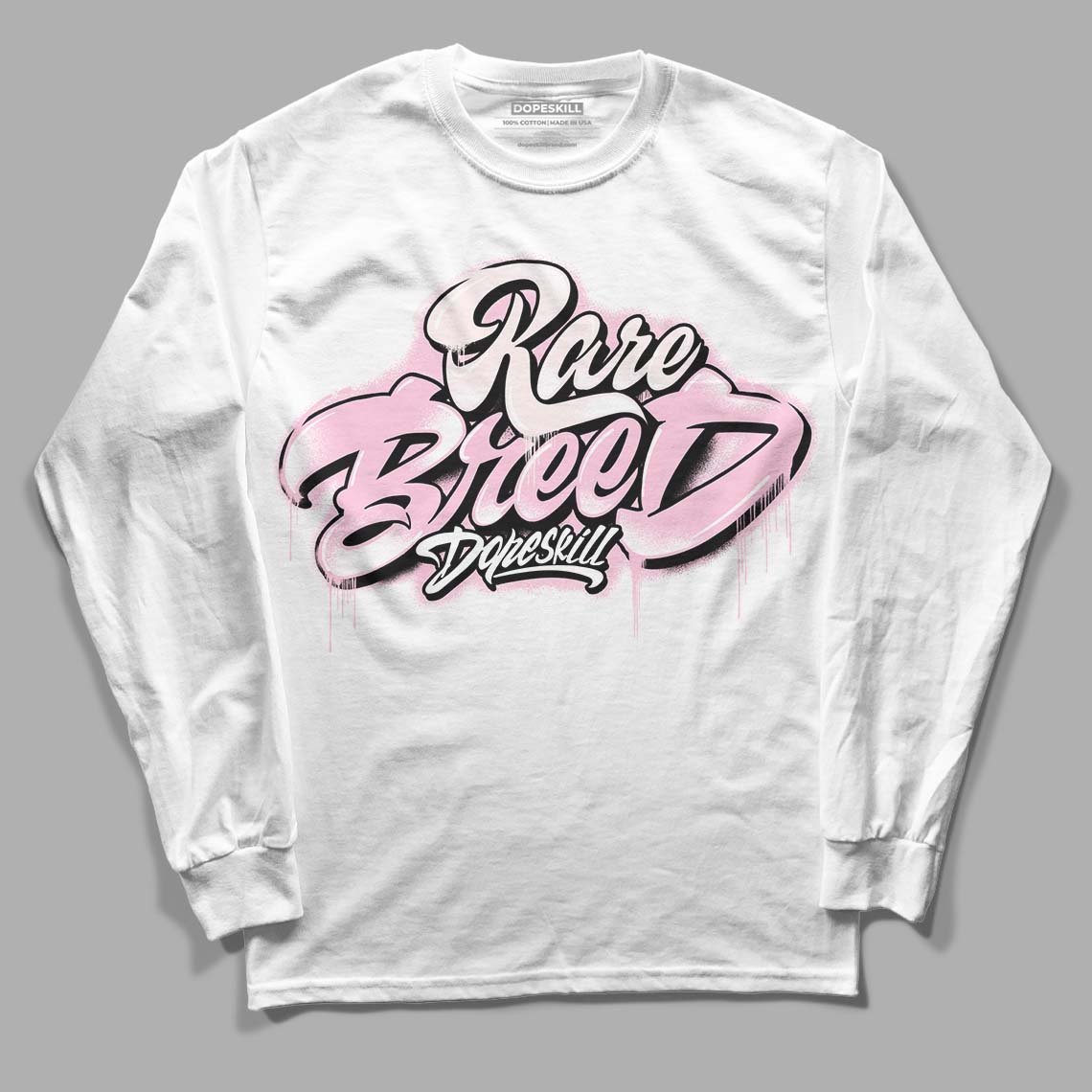 Dunk Low LX Pink Foam DopeSkill Long Sleeve T-Shirt Rare Breed Type Graphic Streetwear - White