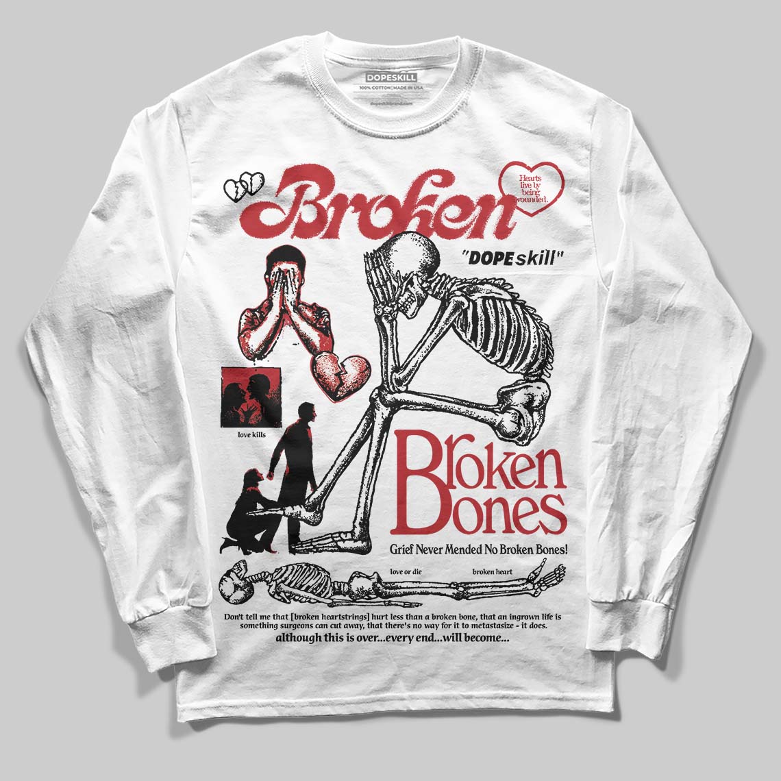 Jordan 14 Golf “Last Shot” DopeSkill Long Sleeve T-Shirt Broken Bones Graphic Streetwear - White