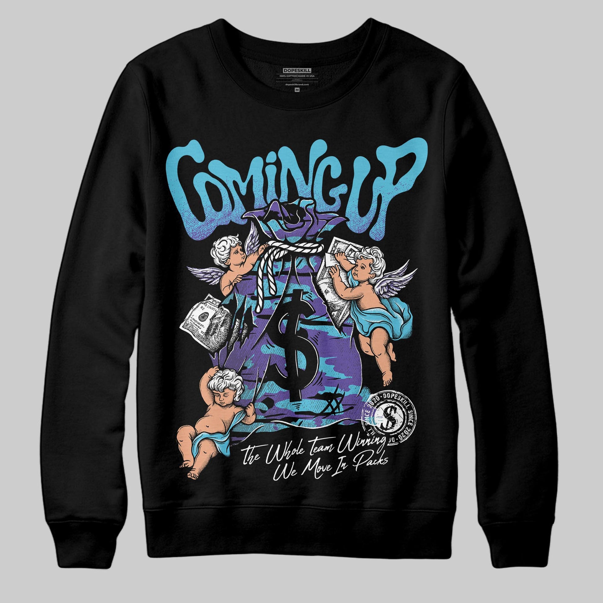 Jordan 8 Retro 'Aqua' 2025 DopeSkill Sweatshirt Money Bag Coming Up Graphic Streetwear - Black