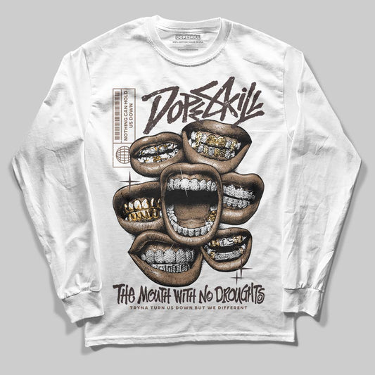 SoleFly x Air Jordan 12 Retro SP 'Cafecito/Baroque Brown' DopeSkill Long Sleeve T-Shirt The Mouth With No Droughts Graphic Streetwear - White