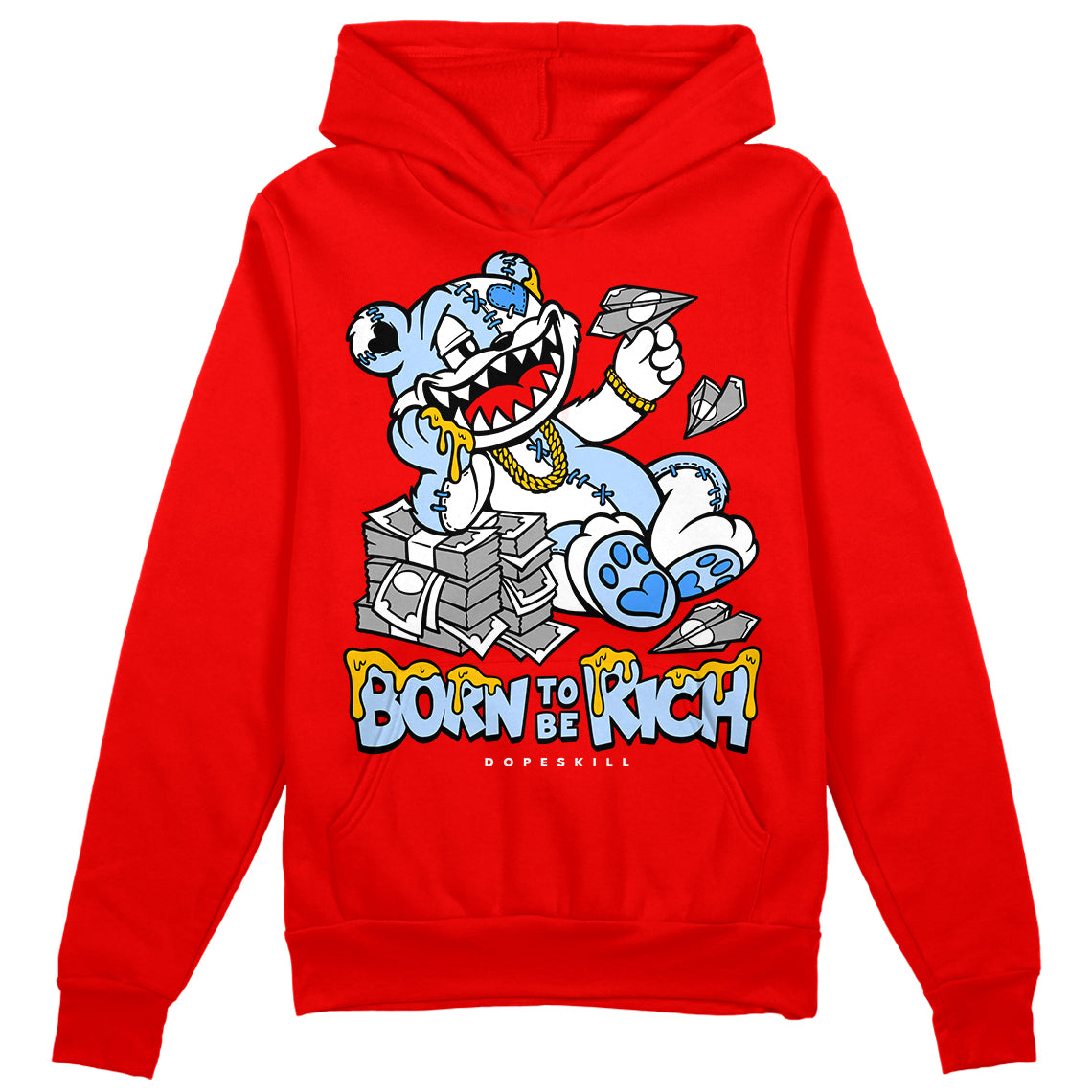 Jordan 11 Retro Cherry DopeSkill Varsity Red Hoodie Sweatshirt Born To Be Rich Graphic Streetwear