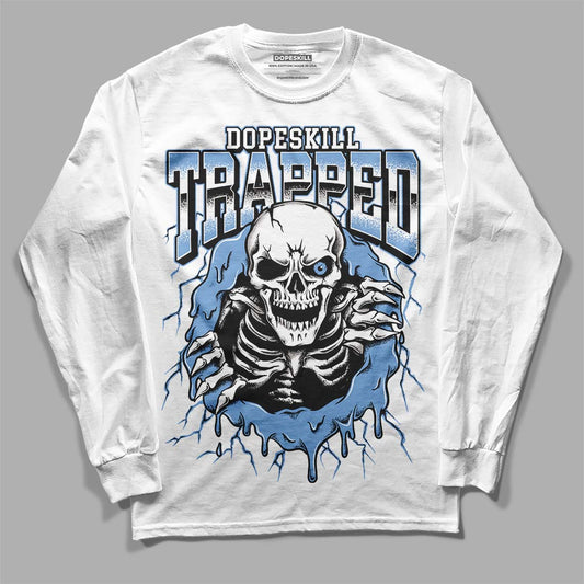 Jordan 5 Retro University Blue DopeSkill Long Sleeve T-Shirt Trapped Halloween Graphic Streetwear - White