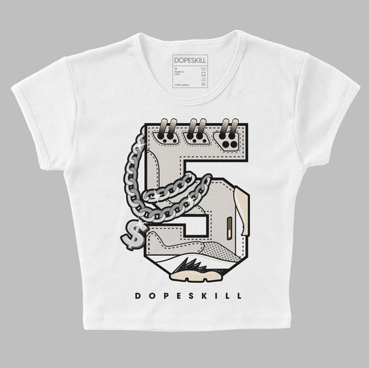 Jordan 5 SE “Sail” DopeSkill Women's Crop Top No.5 Graphic Streetwear - White