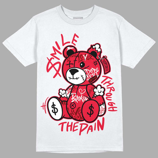 Jordan 1 Low Bred Toe DopeSkill T-Shirt Smile Through The Pain Graphic Streetwear - White 