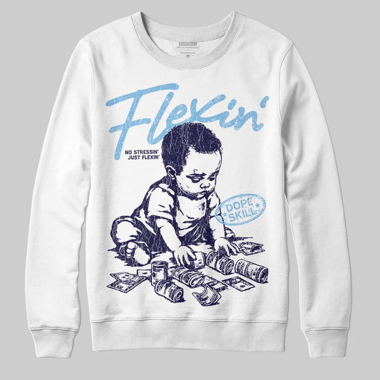 University Blue Sneakers DopeSkill Sweatshirt Flexin' Graphic Streetwear - White