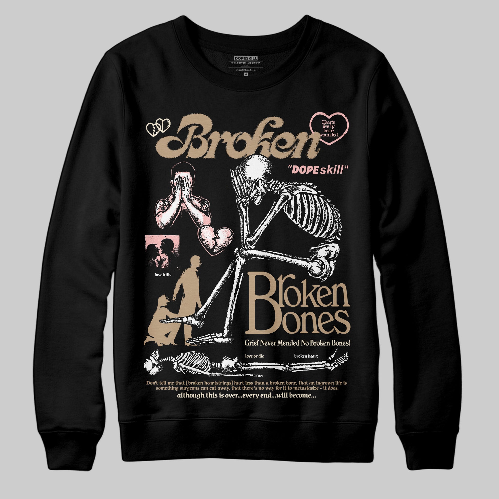 Nike Air Force 1 Low Canvas “Linen” DopeSkill Sweatshirt Broken Bones Graphic Streetwear - Black