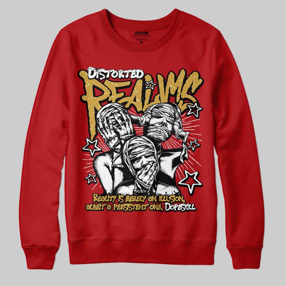 Red Sneakers DopeSkill Sweatshirt Distorted Realms Graphic Streetwear - Red