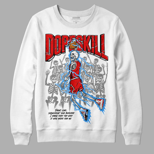 Jordan 4 Retro Red Cement DopeSkill Sweatshirt Thunder Dunk Graphic Streetwear - White