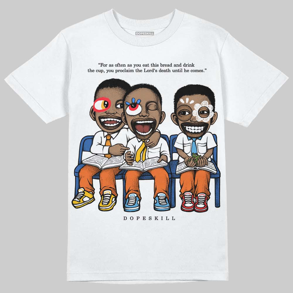 Orange, Black and White Sneakers DopeSkill T-Shirt First Sunday Graphic Streetwear - White